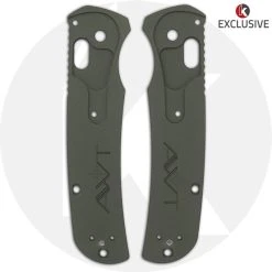 Benchmade Knives MODIFIED Benchmade Bugout 535 + KP Exclusive Panzer Green Cerakote AWT Aluminum Scales + KP Black Thumbstud & Standoffs -knifecenter shop AWT PANZER ARCHON BACK