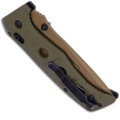 Benchmade Knives Benchmade Adamas 275FE-2 Knife - Shane Sibert - Flat Earth CruWear Drop Point - OD G10 - AXIS Lock Folder - USA Made -knifecenter shop BM 275FE2 CLOSED FRONT