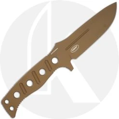 Benchmade Knives Benchmade Fixed Adamas 375FE-1 Knife - Shane Sibert - Single Piece Flat Earth CruWear Drop Point - Tan PIM Sheath - USA Made -knifecenter shop BM 375FDE OPEN BACK