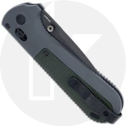 Benchmade Knives Benchmade Redoubt 430SBK - Part Serrated - Black D2 Drop Point - Overlander Gray Grivory And Forest Green - AXIS Lock Folder - USA Made -knifecenter shop BM 430SBK CLOSED BACK