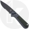 Benchmade Knives Benchmade Redoubt 430SBK - Part Serrated - Black D2 Drop Point - Overlander Gray Grivory And Forest Green - AXIS Lock Folder - USA Made -knifecenter shop BM 430SBK OPEN FRONT