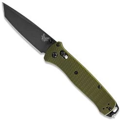 Benchmade Knives Benchmade Bailout 537GY-1 Knife - Plain Edge Gray M4 Tanto - Woodland Green Aluminum - AXIS Lock Folder - USA Made