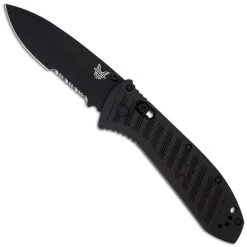 Benchmade Knives Benchmade Presidio II Ultra Knife 570SBK-1 - Black Part Serrated S30V Drop Point - Black CF Elite - AXIS Lock Folder - USA Made