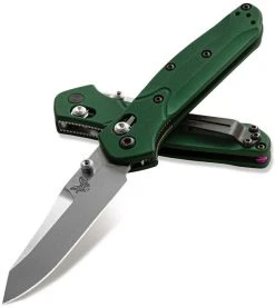 Benchmade Knives Benchmade Mini Osborne 945 Knife - Warren Osborne - Satin S30V Reverse Tanto - Green Aluminum - AXIS Lock Folder - USA Made -knifecenter shop BM 945