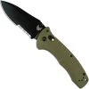 Benchmade Knives Benchmade 980SBK Turret Knife Part Serrated Black Drop Point, Olive Drab G10 AXIS Lock Folder USA Made -knifecenter shop BM 980SBK OPEN FRONT