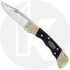 Buck Knives Buck Ranger 50th Anniversary Edition - 0112BRS3FG - Custom Tang Stamp - Finger Grooved Ebony Handle With Anniversary Shield -knifecenter shop BU 0112BRS3FG B OPEN FRONT