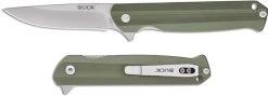 Buck Knives Buck Langford Knife 0251GRS - Value Priced EDC - Satin Drop Point - Green G10 - Liner Lock - Flipper Folder -knifecenter shop BU 251GRS