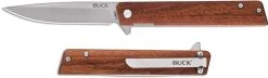 Buck Knives Buck Decatur Knife 0256BRS - Value Priced EDC - Satin Drop Point - Wood Handle - Liner Lock - Flipper Folder -knifecenter shop BU 256BRS
