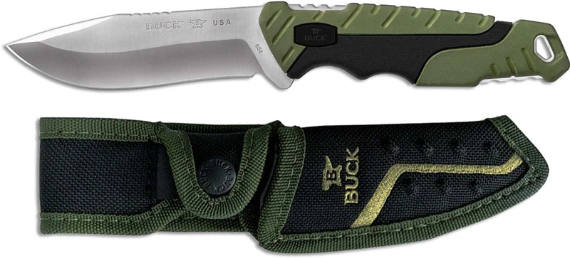 Buck Knives Buck Large Pursuit Fixed Blade 0656GRS - Drop Point - Black GFN And Green Versaflex Handle - Made In USA 4 Buck Knives Buck Large Pursuit Fixed Blade 0656GRS - Drop Point - Black GFN And Green Versaflex Handle - Made In USA - Image 2