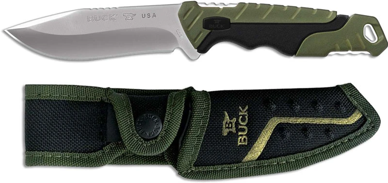 Buck Knives Buck Small Pursuit Fixed Blade 0658GRS - Drop Point - Black GFN And Green Versaflex Handle - Made In USA 4 Buck Knives Buck Small Pursuit Fixed Blade 0658GRS - Drop Point - Black GFN And Green Versaflex Handle - Made In USA - Image 2