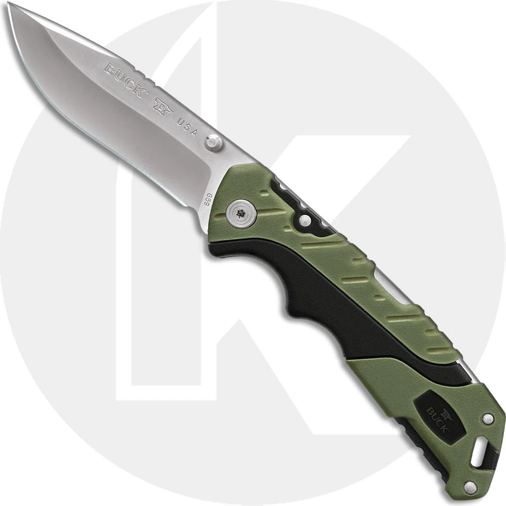 Buck Knives Buck Large Pursuit Folder 0659GRS - Drop Point - Black GFN And Green Versaflex - Lock Back - Made In USA 3 Buck Knives Buck Large Pursuit Folder 0659GRS - Drop Point - Black GFN And Green Versaflex - Lock Back - Made In USA