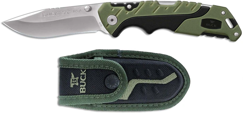 Buck Knives Buck Large Pursuit Folder 0659GRS - Drop Point - Black GFN And Green Versaflex - Lock Back - Made In USA 4 Buck Knives Buck Large Pursuit Folder 0659GRS - Drop Point - Black GFN And Green Versaflex - Lock Back - Made In USA - Image 2