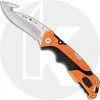 Buck Knives Buck Large Folding Pursuit Pro 0660ORG - S35VN Gut Hook - Black GFN And Orange Versaflex Handle - Made In USA