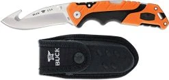 Buck Knives Buck Large Folding Pursuit Pro 0660ORG - S35VN Gut Hook - Black GFN And Orange Versaflex Handle - Made In USA -knifecenter shop BU 660ORG