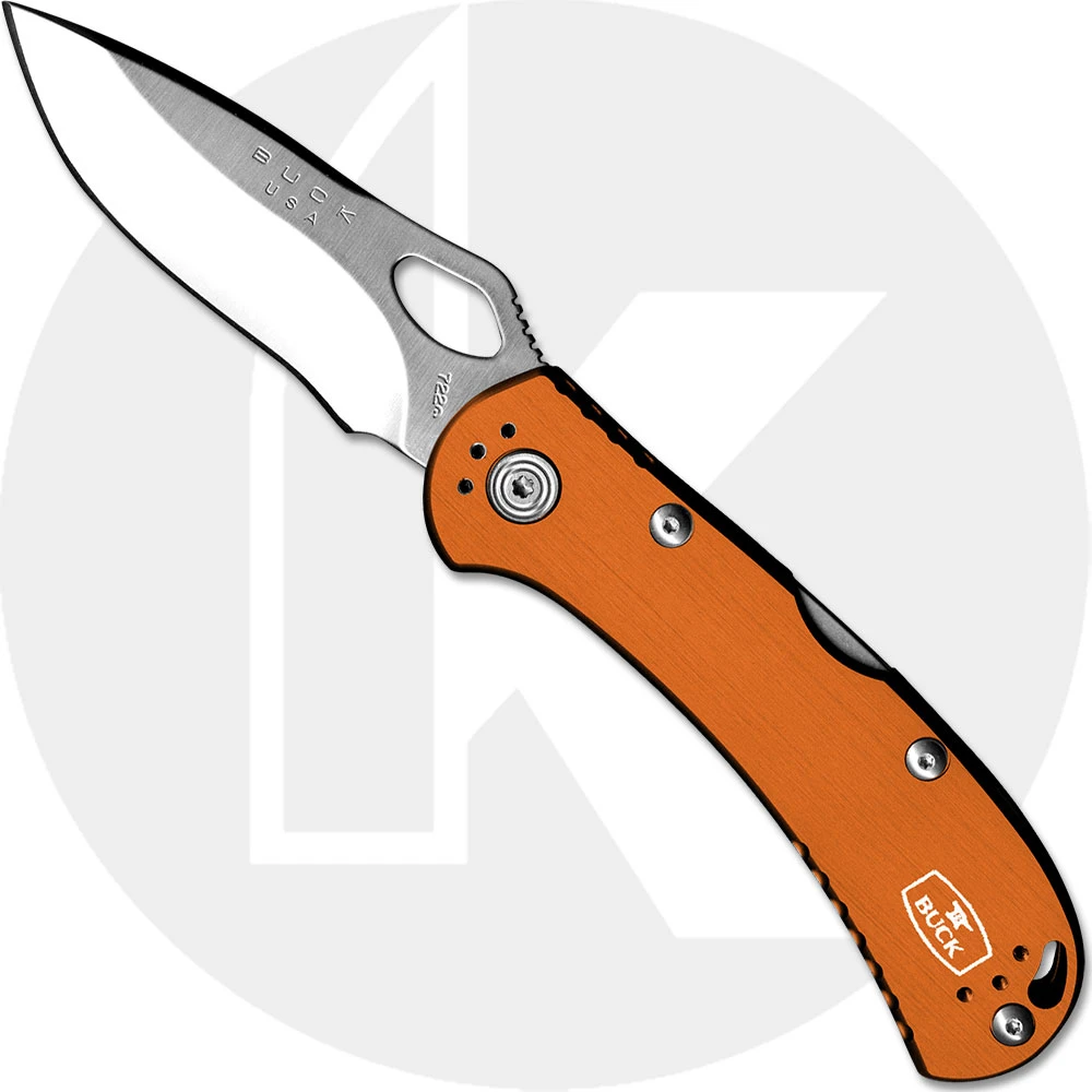 Buck Knives Buck SpitFire Knife 0722ORS-1 - Value Priced EDC - Satin Drop Point - Orange Aluminum - Lock Back - USA Made 3 Buck Knives Buck SpitFire Knife 0722ORS-1 - Value Priced EDC - Satin Drop Point - Orange Aluminum - Lock Back - USA Made