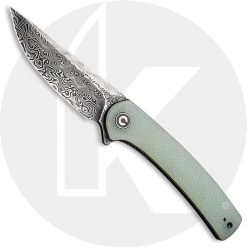 CIVIVI Knives CIVIVI Mini Asticus Knife C19026B-DS1 - Black Hand Rubbed Damascus Drop Point - Natural G10 - Liner Lock Flipper Folder