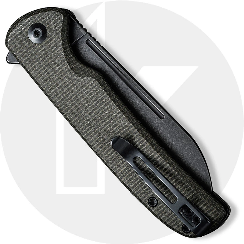 CIVIVI Knives CIVIVI Chevalier C20022-2 - Black Stonewash 14C28N - Dark Green Micarta - Button Lock Flipper Folder 5 CIVIVI Knives CIVIVI Chevalier C20022-2 - Black Stonewash 14C28N - Dark Green Micarta - Button Lock Flipper Folder - Image 3