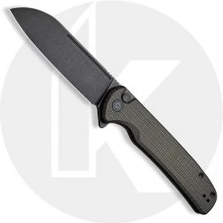 CIVIVI Knives CIVIVI Chevalier C20022-2 - Black Stonewash 14C28N - Dark Green Micarta - Button Lock Flipper Folder