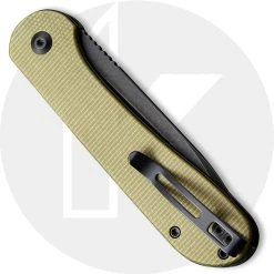CIVIVI Knives CIVIVI Button Lock Elementum C2103B - Black Stonewash 14C28N - Olive Micarta - Manual Action - Button Lock Folder -knifecenter shop C2103B Button Lock Elementum CLOSED BACK