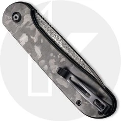 CIVIVI Knives CIVIVI Button Lock Elementum C2103DS-3 - Black Hand Rubbed Damascus - Black Marble Carbon Fiber - Manual Action - Button Lock Folder -knifecenter shop C2103DS 3 Button Lock Elementum CLOSED BACK