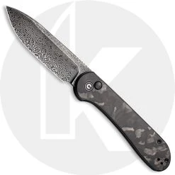 CIVIVI Knives CIVIVI Button Lock Elementum C2103DS-3 - Black Hand Rubbed Damascus - Black Marble Carbon Fiber - Manual Action - Button Lock Folder