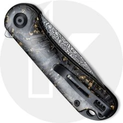 CIVIVI Knives CIVIVI Elementum C907C-DS1 - Black Damascus Drop Point - Shredded CF / Golden Shred - Liner Lock Flipper Folder -knifecenter shop C907C DS1 Elementum CLOSED BACK