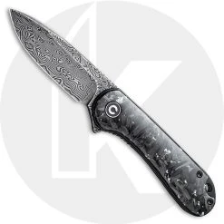 CIVIVI Knives CIVIVI Elementum C907C-DS2 - Black Damascus Drop Point - Shredded CF / Silvery Shred - Liner Lock Flipper Folder