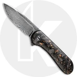CIVIVI Knives CIVIVI Elementum C907C-DS3 - Black Damascus Drop Point - Shredded CF / Copper Shred - Liner Lock Flipper Folder