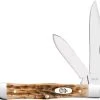 Case Knives Case Small Swell Center Jack Knife 10729 - Amber Bone SS - 6225 1 / 2SS