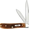 Case Knives Case Peanut Knife 17893 Sawcut Jig Barehead Amber Bone 6220SS -knifecenter shop CA 17893