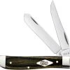 Case Knives Case Mini Trapper Knife 23472 - Green And Black Micarta - 10207SS -knifecenter shop CA 23472