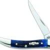 Case Knives: Case Small Texas Toothpick Knife, Navy Blue Bone Handle, CA-2804