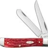 Case Knives Case Mini Trapper Knife 31952 Dark Red Bone CV 6207CV