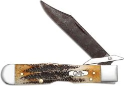 Case Knives Case Cheetah Knife 34801 Limited Damascus Blade BoneStag Handle 6.5111 1 / 2LDAM