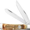 Case Knives Case Trapper Knife 36720 Burnt Cream Bone 6254SS