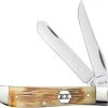 Case Knives Case Mini Trapper Knife 36725 Burnt Cream Bone 6207SS