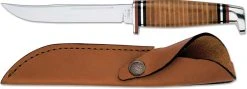 Case Knives: Case Hunting Knife, 5" Finn With Leather Handle, CA-381 -knifecenter shop CA 381