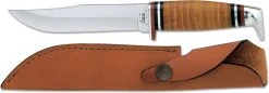 Case Knives: Case Hunting Knife, 5" Clip Blade With Leather Handle, CA-385 -knifecenter shop CA 385