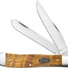 Case Knives Case Trapper Knife 47120 - Yellow Curly Oak - 7254SS -knifecenter shop CA 47120