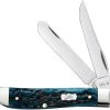 Case Knives Case Mini Trapper Knife 51852 - Pocket Worn Mediterranean Blue Bone - 6207SS