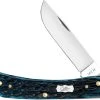 Case Knives Case Sod Buster Jr Knife 51854 - Pocket Worn Mediterranean Blue Bone - 6137SS -knifecenter shop CA 51854