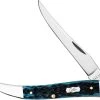 Case Knives Case Medium Texas Toothpick Knife 51855 - Pocket Worn Mediterranean Blue Bone - 610094SS