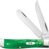 Case Knives Case Mini Trapper Knife 52824 Smooth Brilliant Green Bone 6207SS -knifecenter shop CA 52824