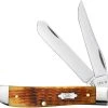 Case Knives Case Mini Trapper Knife 52830 - Jigged Antique Bone - 6207SS -knifecenter shop CA 52830