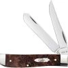 Case Knives Case Mini Trapper Knife 64062 - Brown Maple Burl Wood - 7207SS -knifecenter shop CA 64062