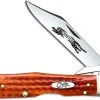 Case Knives Case Cheetah Knife 07399 Pocket Worn Harvest Orange Bone 6111 1 / 2LSS -knifecenter shop CA 7399