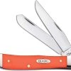 Case Knives Case Trapper Knife, Smooth Orange Synthetic, CA-80500 -knifecenter shop CA 80500