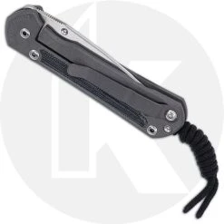 Chris Reeve Knives - Small Sebenza 31 Knife - S31-1200 - Stonewash Drop Point - Black Canvas Micarta / Sandblast Titanium -knifecenter shop CRK S31 1200 CLOSED BACK