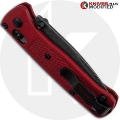 Benchmade Knives MODIFIED Benchmade Mini Bugout Red Dragon 533 Knife - Acid Stonewash - Rit Dyed Handle - KP Black Thumbstud & Standoffs -knifecenter shop KP 533 5 CLOSED BACK LOGO hardware