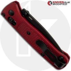 Benchmade Knives MODIFIED Benchmade Mini Bugout Red Dragon 533BK-1 Knife - Black Blade - Rit Dyed Handle -knifecenter shop KP 533BK1 3 CLOSED BACK LOGO
